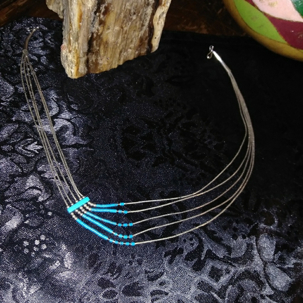 Zuni Liquid Silver + Turquoise Necklace